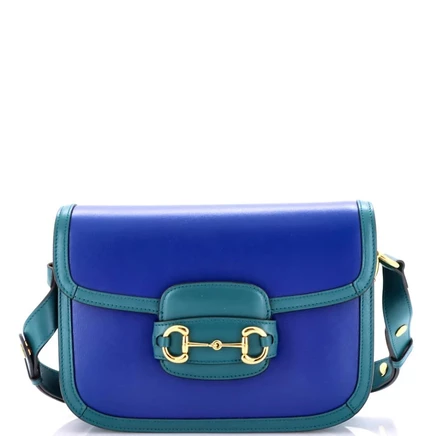 Плечевая сумка Pre-Owned Gucci Small Horsebit 1955 кожаная, зеленая