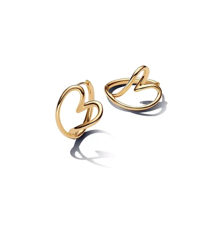  Позолоченные серьги-кольца в форме сердца 14k gold plated