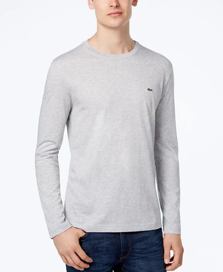 Мужская футболка Lacoste с длинным рукавом, серебристая