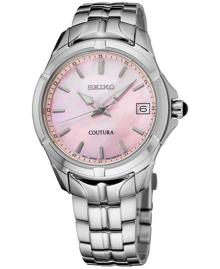Женские часы Seiko Coutura 34 мм, стальной браслет, розовые
