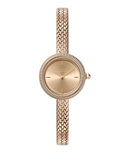 Женские часы-браслет Olivia Burton с сеткой из нержавеющей стали в тон розовому золоту, золото 20 мм