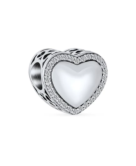 Шарм Bling Jewelry сердечко .925 с кристаллами, серебристый