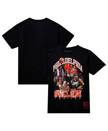 Мужская футболка Mitchell & Ness Allen Iverson Black Philadelphia 76ers Hardwood Classics Bling Concert Player, черная