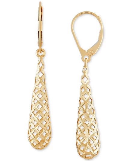Серьги Italian Gold удлинённые с ажуром, 10k, золотые