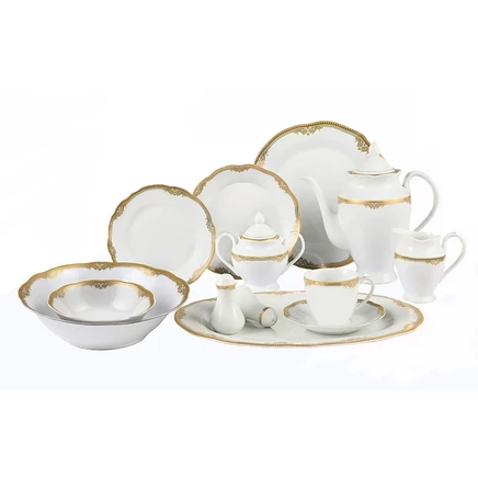 Сервиз столовый Lorren Home Trends Catherine, 57 пр., на 8 персон, золотой