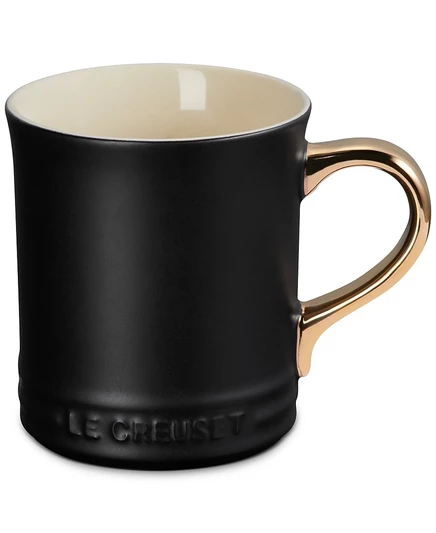 Керамическая кружка Le Creuset 414 мл с золотой ручкой, черная