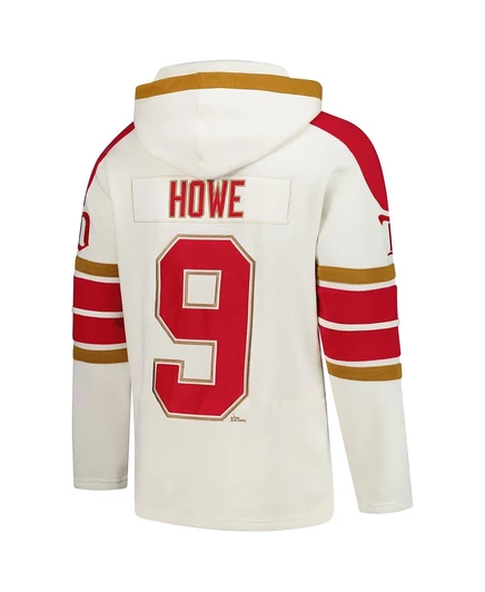 Мужской пуловер на шнуровке с капюшоном Gordie Howe кремового цвета Detroit Red Wings Blue Line Heritage cream