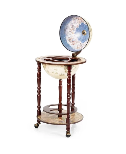 Винная стойка SUGIFT Globe 43 см на колесах, коричневая