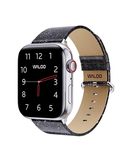 Блестящий кожаный ремешок Waloo Brilliance для Apple Watch black