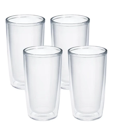 Столешница Tervis Crystal Clear, сделано в США, Дорожный стакан с двойными стенками, сохраняет напитки холодными и горячими, 16 унций - 4 штуки, Классический