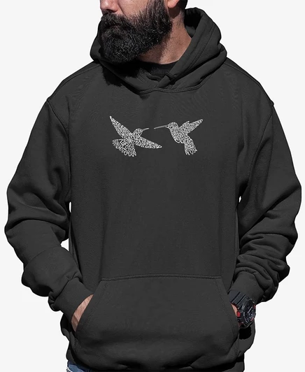 Мужское худи LA Pop Art Hummingbirds с капюшоном, серое