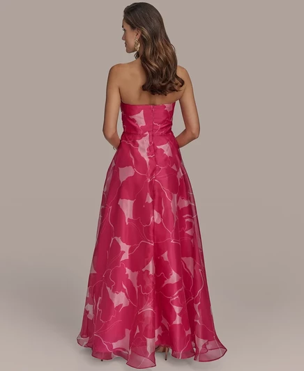 Женское бальное платье без бретелек с принтом от Donna Karan New York для женщин hot fuchsia/ivory