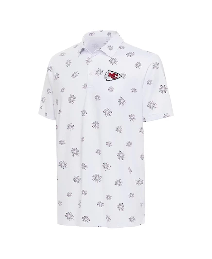 Мужское поло Antigua Kansas City Chiefs Fireworks, белое