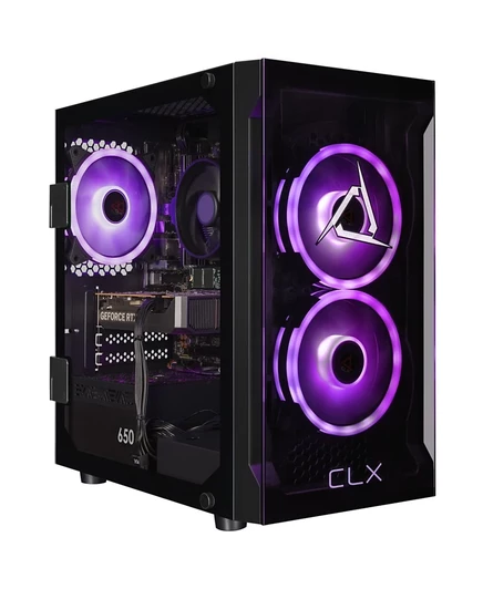 Игровой ПК CLX Set - 8-ядерный процессор AMD Ryzen 7 8700F с тактовой частотой 4,1 ГГц, 16 ГБ оперативной памяти DDR5, видеокарта GeForce RTX 5060, 8 ГБ GDDR7, SSD-накопитель емкостью 1 ТБ, Wi-Fi, Windows 11 Home 64-разрядная, черный