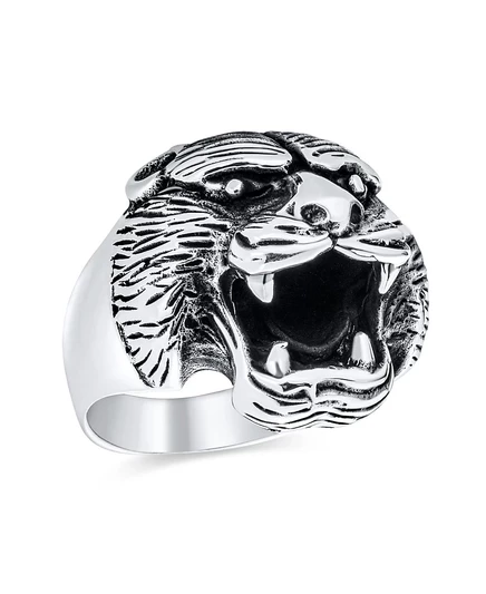 Кольцо bling jewelry с головой медведя из .925 серебра, серебристое