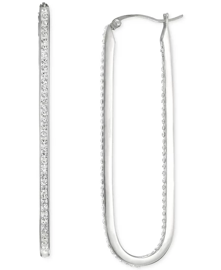 Серьги‑кольца Macy's Paperclip с кристаллами, серебристые