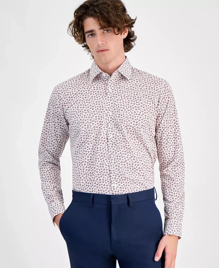 Мужская рубашка Hugo Boss by Valerio с принтом dark pink