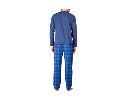 Sleep Hero Мужской пижамный комплект из трикотажа Henley с воротником-стойкой Sleep Hero sailor blue and blue buffalo check
