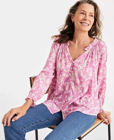  Женский блестящий тканый топ, созданный для Macy's floral pink