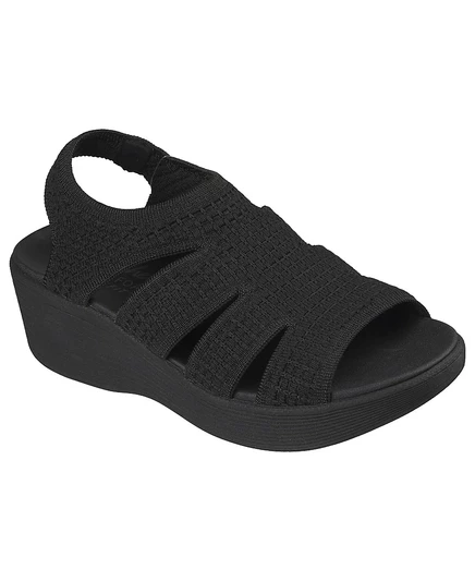 Женские босоножки на танкетке Skechers из трикотажа Parallel Lite с вырезами и ремешками сзади от Finish Line черного цвета