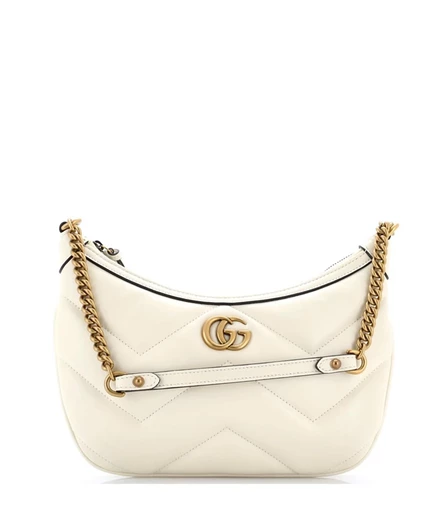 Женская сумка Pre-Owned Gucci Small GG Marmont Hobo, белая