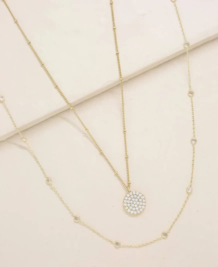 Многослойный комплект колье из хрустального диска ETTIKA gold