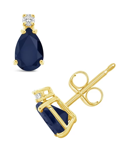 Серьги-пусеты Macy's, сапфир и бриллиант, золото