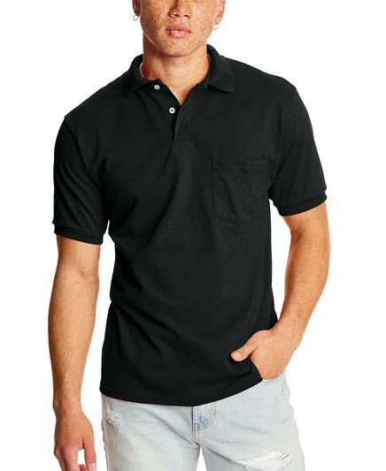 Мужское поло Hanes EcoSmart с карманом, 2 шт., черное