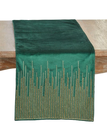 Дорожка Saro Lifestyle велюровая с бисером 41×183 см, зеленая