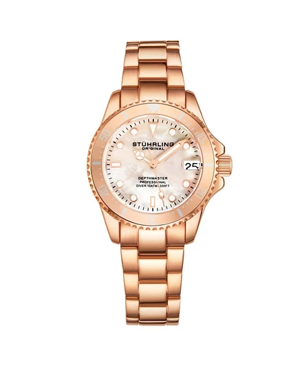 Модные кварцевые часы Stuhrling Women's Diver Depth master 3950L диаметром 32 мм gold