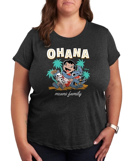 Женская футболка Hybrid Apparel Lilo & Stitch плюс‑размер с принтом, серая