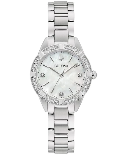 Женские часы Bulova Sutton 28 мм сталь с бриллиантами, серебристые