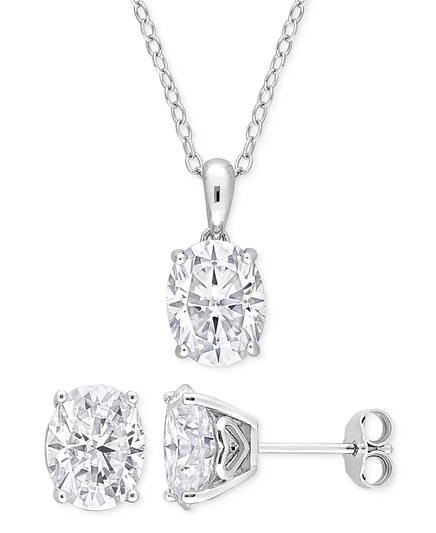 Женский набор Macy's Moissanite 6 карат, серьги и кулон 18″, серебро