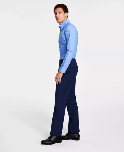B by Мужские однотонные рубашки обычного покроя из неглаженного материала french blue