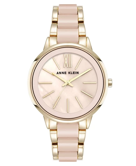 Женские кварцевые часы Anne Klein с переливающимся ацетатом и золотым металлическим браслетом из сплава, 37 мм