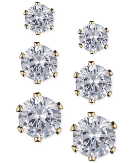 Набор серег Anne Klein, 3 пары, золотистый