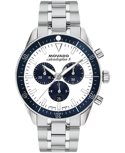 Мужские часы Movado Calendoplan S Swiss Quartz Chrono из нержавеющей стали, серебро 42 мм