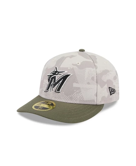 Мужская кепка New Era 59FIFTY Miami Marlins, бежево-оливковая