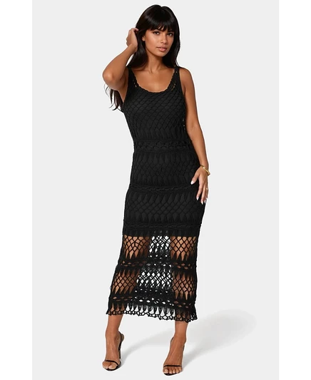 Женское макси-платье Bebe Geo Crochet Tank, черное
