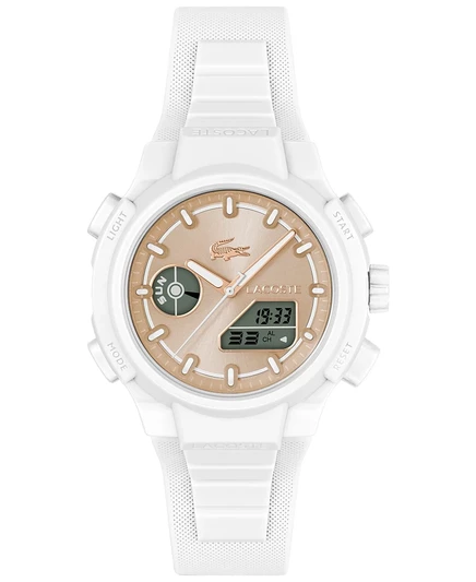 Женские часы Lacoste LC33 с белым силиконовым ремешком, 40 мм, белый