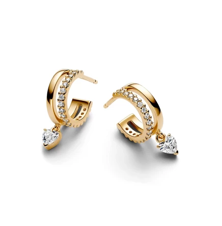Висячие серьги-кольца в виде сердечек Pandora с позолотой 14 Карат gold plated