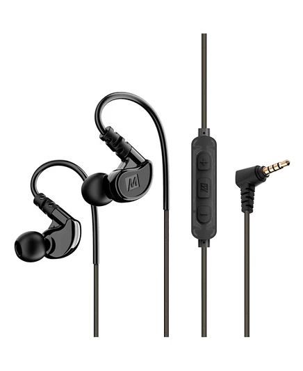 Спортивные наушники-вкладыши MEE audio M6 с проводом памяти и гарнитурой (штекер 3,5 мм) черного цвета