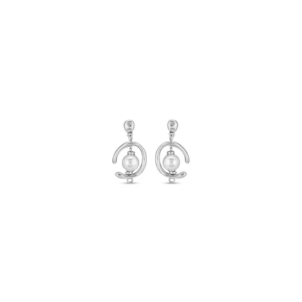Серьги UNOde50 из серебра с жемчугом, серебристые