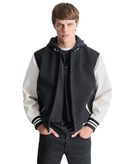 Мужская куртка DKNY со съемным капюшоном и цветными вставками white/black