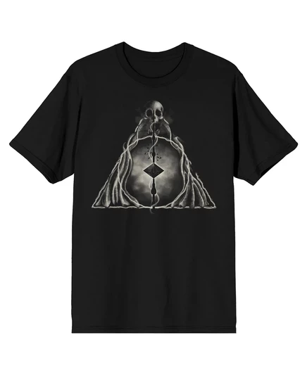 Мужская футболка с коротким рукавом Harry Potter's Symbol of Deathly Hallows-3X-Большой размер black