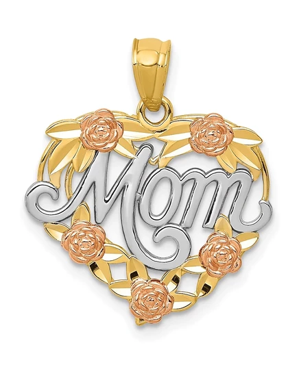 Подвеска Macy's Mom 14k двухцветная с родием, многоцветная