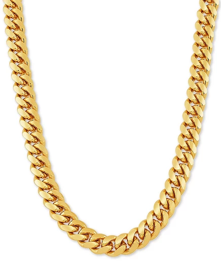 Мужская цепь Italian Silver Cuban Link, золотистая