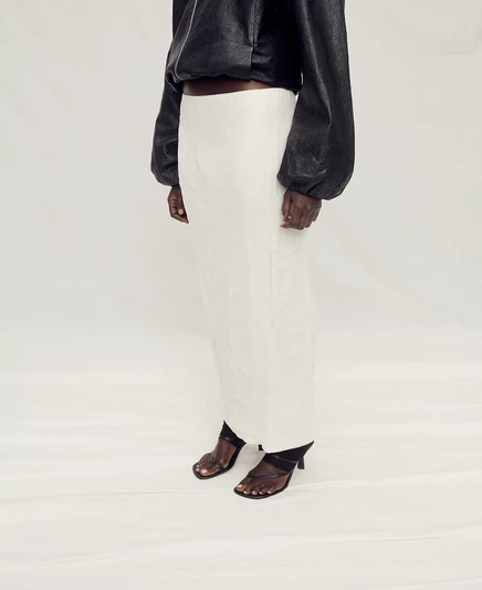 Женская прямая фатиновая юбка Mango off white