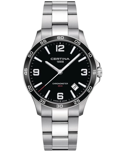 Мужские швейцарские часы Certina DS-8, 42 мм, сталь, черные