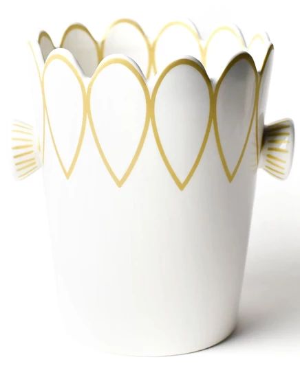 Ведерко для льда Coton Colors Deco Gold Scallop, бело-золотое